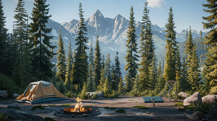 Tranquil Uninhabited Camping Site in Remote Wilderness