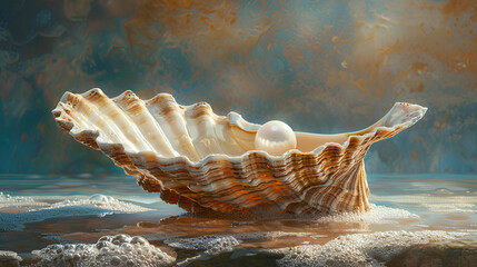 Oyster Shells Holding Hidden Pearls, generative ai - obrazy, fototapety, plakaty