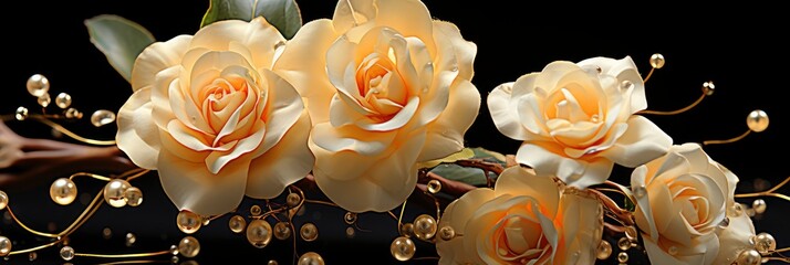 Floral Arrangement Flowers Fresh Cream, with lights, light black and yellow, Background HD, Illustrations