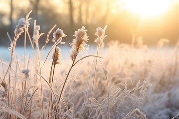 Fototapeta premium Glistening morning frost in sunlight