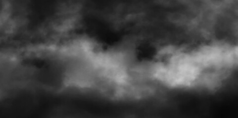 Modern Dark and Dramatic Storm Clouds Area Background. Storm background with gray clouds. Isolated white fog on the black background, smoky effect for photos and artworks. Overlay for photos.