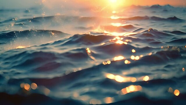 Slow, rhythmic ocean waves roll gently under the tranquil sky.