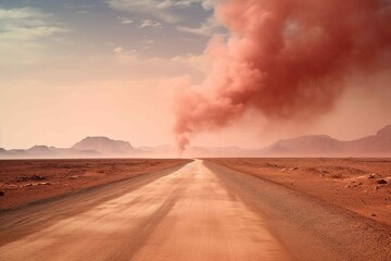 Heat mirage on parched desert road