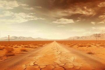 Heat mirage on parched desert road