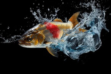 High-speed capture of a fish jumping out of water with a splash