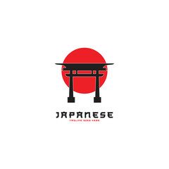 Torii vector logo, symbol of the entrance to the gods in Japan