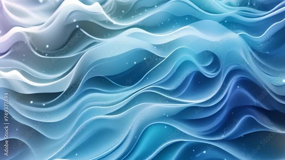 Poster blue wave abstraction: dynamic curves in shades of azure.