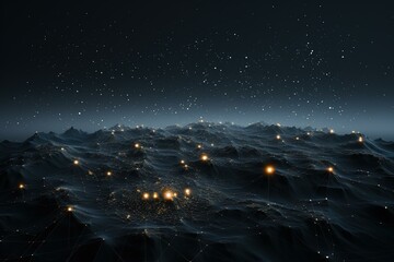 Constellations mapped out in a dark, cloudless sky - obrazy, fototapety, plakaty