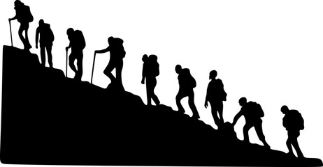 mountain climber silhouette vector illustration - obrazy, fototapety, plakaty