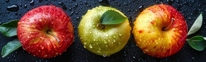 Red and green apples. Background of ripe apples