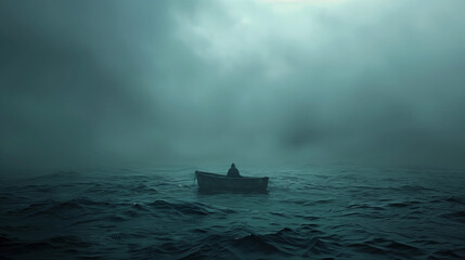 Amidst the Silence: A Sailor's Reflections on Solitude and Fear - obrazy, fototapety, plakaty