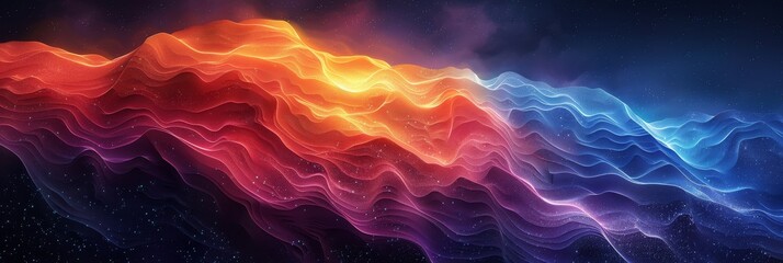 An abstract image with red, orange, blue, and purple colors.