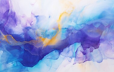 abstract paint painting with purple, blue, and yellow