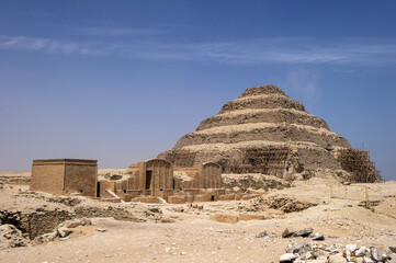 The very first pyramid - The Pyramid of Djoser (the Step Pyramid) in the Saqqara necropolis, Egypt, northwest of the ruins of Memphis.