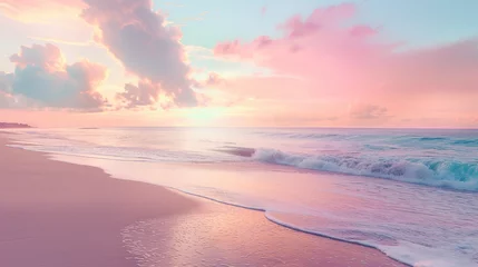 Fototapete Hell-pink 夕暮れのビーチ