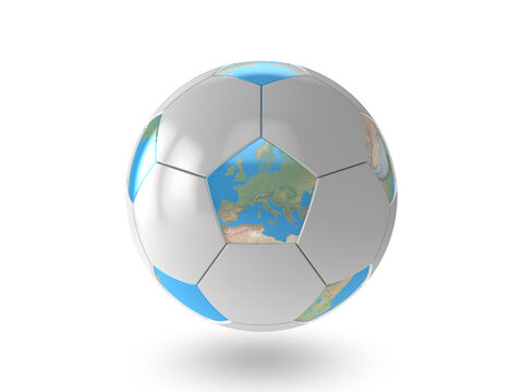 The Earth as a soccer ball on white background