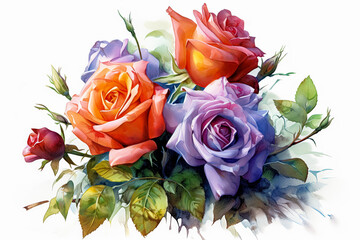 a bouquet of roses against a white background