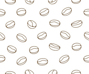 Coffee beans, plant and nature, seamless background and pattern. Food, hot drink, beverage, cafes, coffee house and coffee shop, illustration