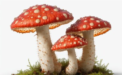 Amanita muscaria, Fly Agaric, Amanita muscaria on a white background.