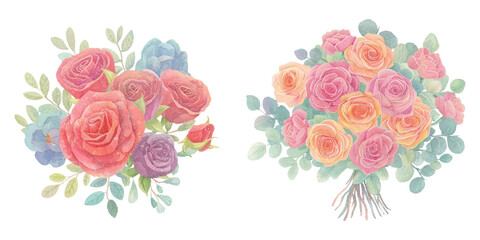 cute bouqet of rose watercolour vector illustration 