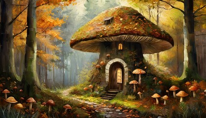 mushroom in the autumn - obrazy, fototapety, plakaty