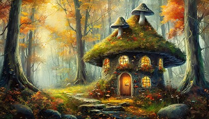 mushroom in the autumn - obrazy, fototapety, plakaty