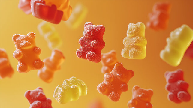 Flying jelly gummy bears.generative ai