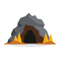 Cave flat vector illustration on white background