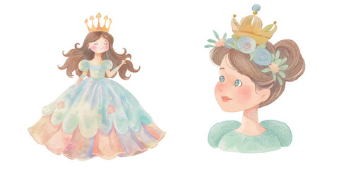 cute queen watercolour vector illustration