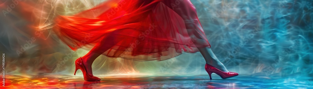 Aufkleber red shoes. dynamic dance of vibrant energy fusion of movement and color in abstract artistry perfect