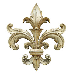 Fleur de lis fabric motif, transparent background, isolated image, generative AI