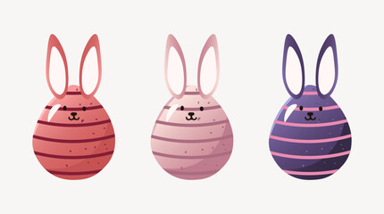 Fototapeta premium Easter eggs with cute bunny ears. Vector illustration