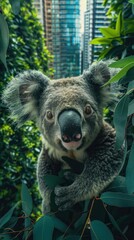 Obraz premium Modern Koala in Jungle Cute Embracing the Tranquility of Nature Amidst