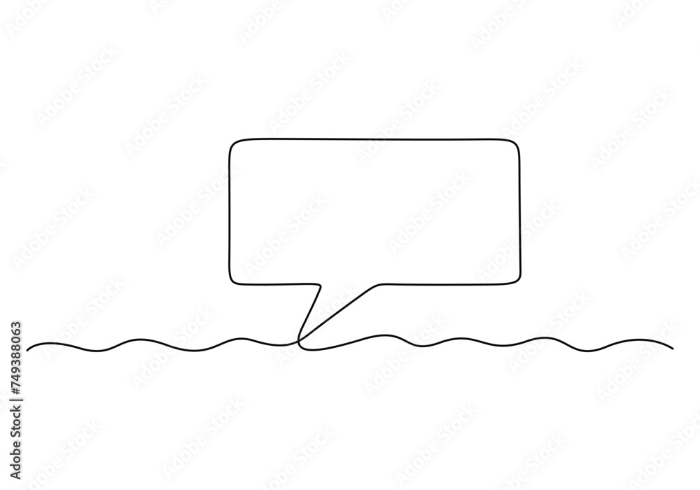 Poster speech bubble continuous single line art vector illustration. free vector