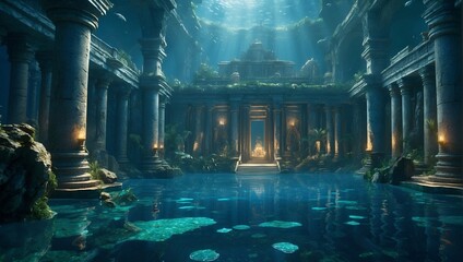 Obraz premium Detailed illustration of Atlantis ruins underwater