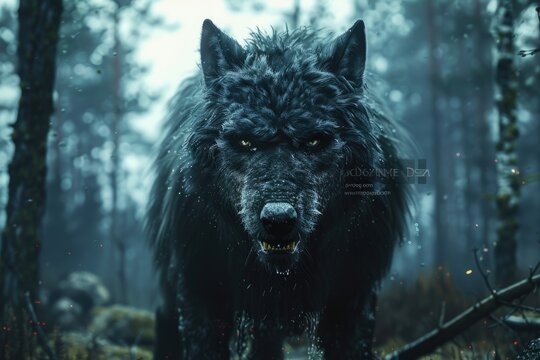 A fantastical image of a terrifying werewolf monster. Generative Ai