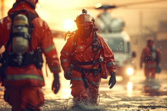 Emergency rescue services provided by uniformed professionals. Generative Ai