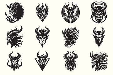 Devil Silhouette Vector Illustration Bundle set