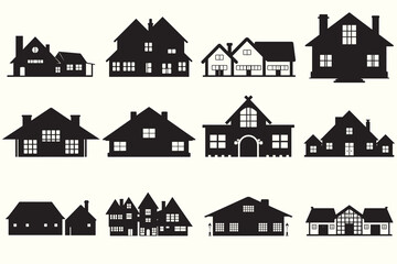 Home House Silhouette Vector Illustration set