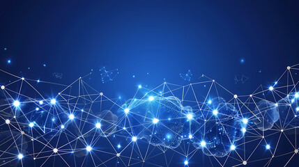 Abstract Network Connectivity Concept on a Blue Background