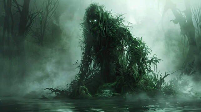 green monster at swamp background