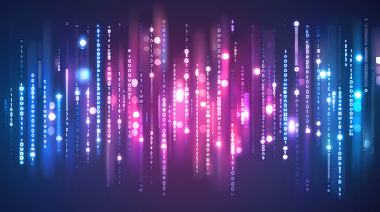 Colorful Digital Data Stream on Dark Background