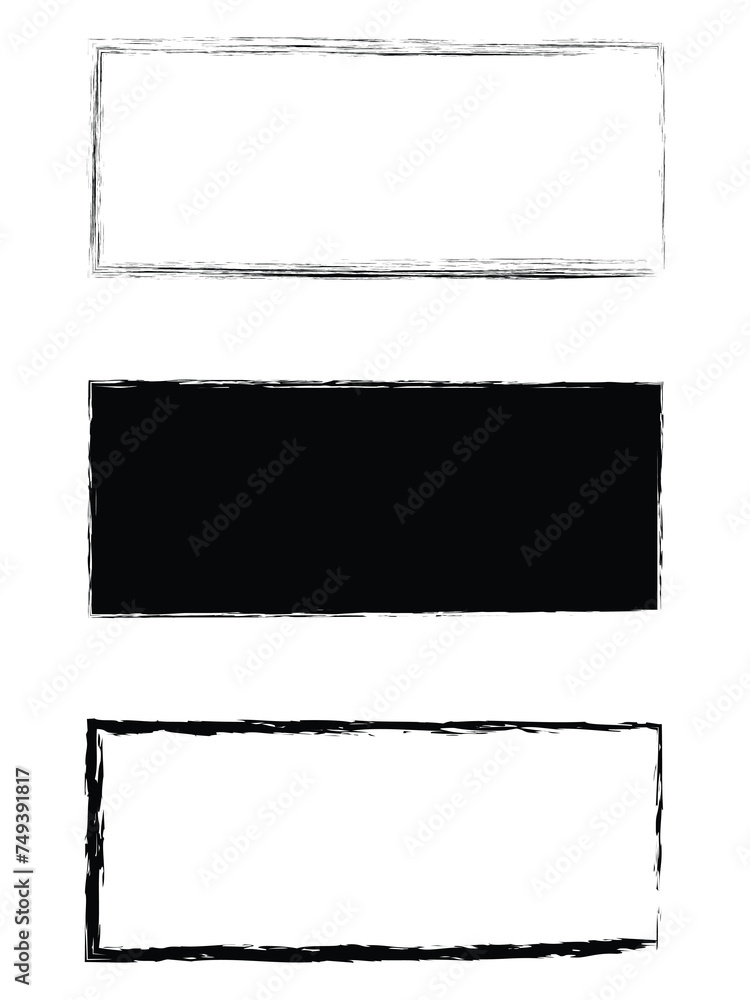 Aufkleber grunge frames isolated vector black rectangular borders with rough scratched edges. grungy vintage o