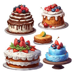 Celebration Cake Joy - Detailed Cartoon Dessert Clipart