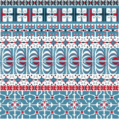 Abstract trendy creative tile  pattern. Nordic Patterns Ethnic, Colourful Folk Style. Hand drawn Scandinavian design. Poster, card, banner, invitation, flyer, cover. Vector illustration.