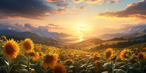 Rolgordijnen a sunflowers in a field © Vitalie