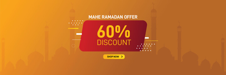 Ramadan special discount banner design template. Sheri and iftar discount offer banner, poster, social media post etc. Ramadan kareem background design. 