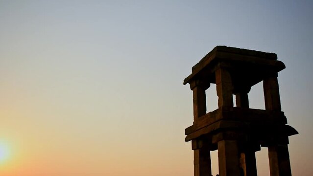 The remnants of pavilions(Open Mandapas) at Badami, Karnataka,India