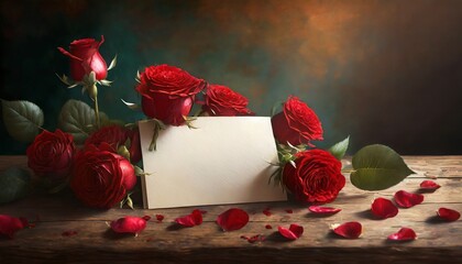 paper with rose and card