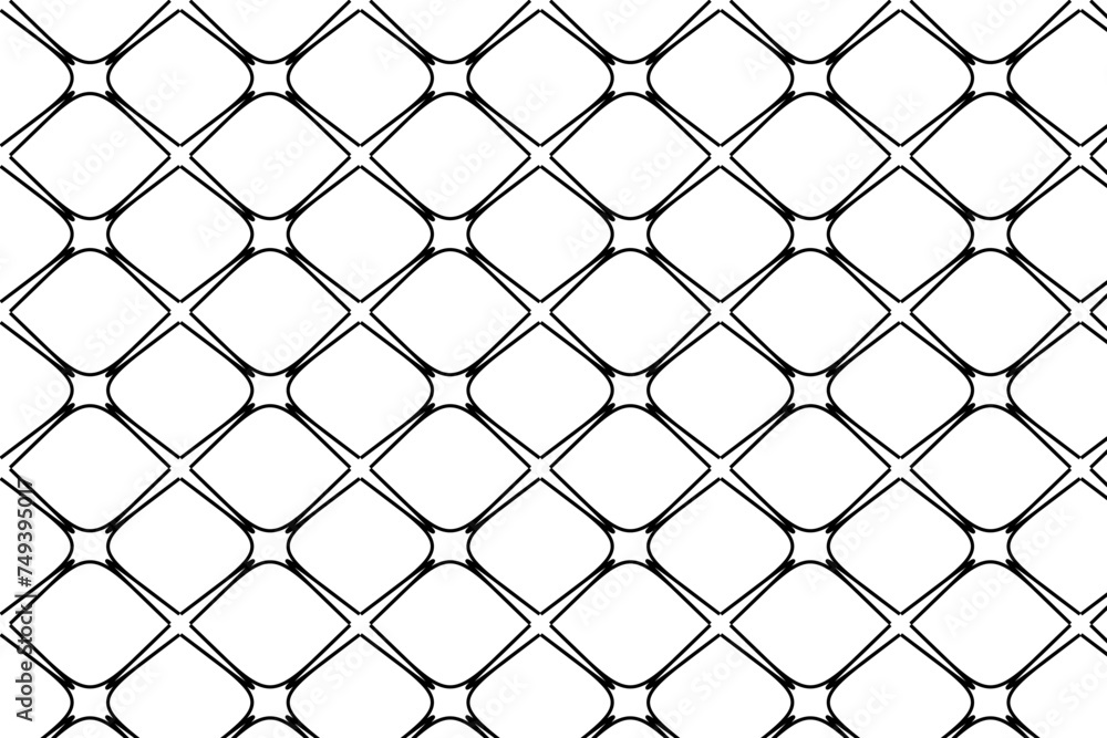 Poster seamless pattern in black and white in average thickness lines